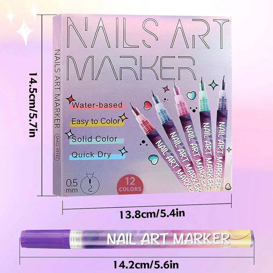 MARS- Nail Art Pens Set of 12 Colors