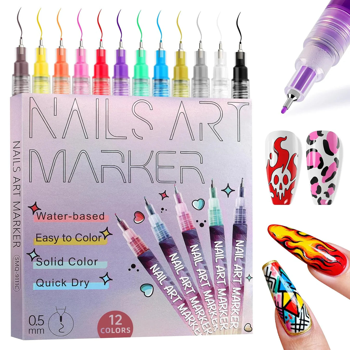 MARS- Nail Art Pens Set of 12 Colors