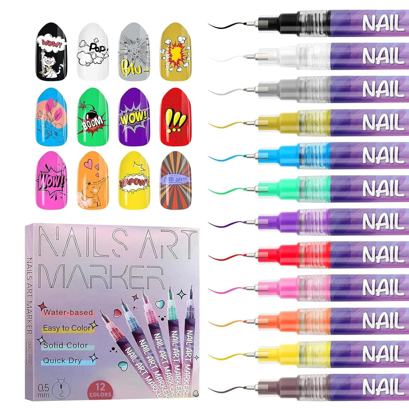 MARS- Nail Art Pens Set of 12 Colors